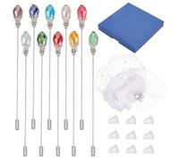 PH PandaHall 10 Colors Hat Pins Brooches Pin 12.3cm Long Crystal Beads Lapel Pin Elegant Decorative Stick Pins for Valentine's Day Women Jewelry Gift Tie Hair Suit Scarf Costume Accessories