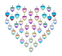 PH PandaHall 10 Colors Lampwork Heart Charms 40pcs Gradient Heart Pendants Valentine's Day Charms Hearts Shaped Dangle Pendants Love Pendant Charm for Necklace Bracelet Earring Jewelry Making Gifts