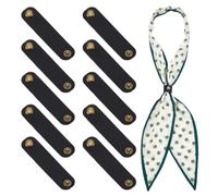 PH PandaHall 10 Pack Western Bandana Scarf Ring 1.95x8.2cm Rectangular Leather Scarf Clip Buckle for Weddings Parties Travel Christmas Thanksgiving Gifts Accessories, Black