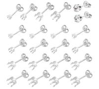 PH PandaHall 10 Pairs 5 Styles 925 Sterling Silver Ear Studs Post Studs 6-Claw Earring Blanks Prong Earring Settings Jewellery Blanks for Gemstones Stud Earring Making Supplies DIY Crafts