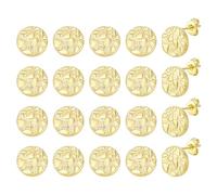 PH PandaHall 10 Pairs Heart Stud Earrings 14K Gold Plated Heart Nugget Stud Earrings, 8mm Golden Brass Rough Textured Earring for Men Women Fashion Jewelry Valentine's Day Gift Choice