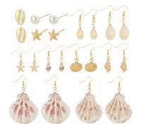 PH PandaHall 10 Pairs Shell Earrings Ocean Jewellery Beach Jewellery Summer Earrings for Women Vacation Shell Starfish Pearl Earring Ear Studs Summer Themed Pendant 1.4~2.7 Inch
