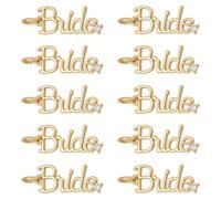 PH PandaHall 10 Pieces 18k Gold Plated Brass Bride Charms with Micro Pave Cubic Zirconia Bride Pendants Good Luck Charms with jummp for Jewellery Making Valentine’s Day Bridal Shower Decoration