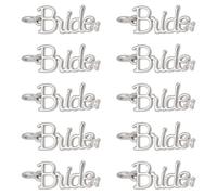 PH PandaHall 10 Pieces 18k Gold Plated Brass Bride Charms with Micro Pave Cubic Zirconia Platinum Bride Pendants Good Luck Charms with jummp for Wedding Jewellery Making Bridal Shower Decoration
