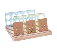 PH PandaHall 10 Slots Wooden Quilting Ruler Holder, 9.8x7.8 inch Quilting Ruler Rack Organizer Sewing Ruler Stand Template Slat with Tracks for Sewing Rings Table Cutting Home Office Desk Stan