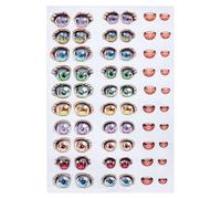 PH PandaHall 10 Styles 3D Cartoon Eyes Mouth Stickers 60pcs Anime Eyes Paster 2 Sizes Cute Mouths Decals Eye Sticker Colorful Adhesive Eyes for DIY Anime Crochet Face Decoration Craft 4-10.5x6-14mm