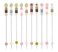 PH PandaHall 10 Styles Flower Knitting Needles Leaves Round Beads Straight Pins Single Pointed Sewing Sticks Crochet Sweater Needle Quilting Supplies for Handmade DIY Knitting Crafts, 24cm
