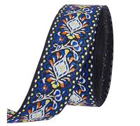 PH PandaHall 10 Yards Boho Jacquard Ribbon, 1.57 Inch Wide Floral Embroidered Fabric Trim Ethnic Style Floral Ribbon for DIY Sewing Handmade Bag Strap Clothing Furniture Decoration, Marine Blue