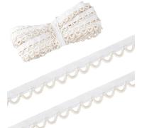 PH PandaHall 10 Yards Cotton Petite Braid Trim with Loop Buttonhole Ribbon Braid Trim White Buttonhole Lace Trim Sewing Braid Trim for Costume Crafts Sewing Wedding Bridal Dress Decor, 15mm