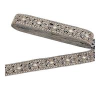 PH PandaHall 10 Yards Embroidered Jacquard Ribbon, 4.3cm Wide Floral Boho Jacquard Ribbons Trim Vintage Polyester Ribbon with Sequins for Craft Sewing Clothing Curtain Pillow Home Decoration, Black