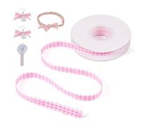 PH PandaHall 10 Yards Gingham Ribbon, Hot Pink and White Checked, Polyester, Tartan Wavy Edged, Perfect for Bows, Sewing, Gift Wrapping, Party Decor, Formal and Casual Occasions