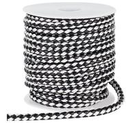 PH PandaHall 10 Yards Round Braided Leather Cord, 5.5mm Leather Rope Jewellery Craft Cord Tie Cording Leather Strap Bolo Cord for DIY Bracelet Necklace Jewellery Belt Making Wrapping, Black & White