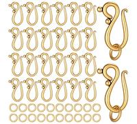 PH PandaHall 100 Sets Tibetan S Hook Clasp S Hook Ring Antique Golden Toggle Clasps Closure Metal Jewellery Clasps Connector for Necklace Bracelet DIY Jewellery Making, 20.5mm Long