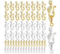 PH PandaHall 100 Sets Tibetan S Hook Clasps, 2 Color S Hook Toggle Clasps Metal Jewellery Clasp Connector Closure for DIY Jewellery Making Necklace Bracelet, 25mm Long, Antique Silver/Antique Gold