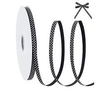 PH PandaHall 100 Yards Polka Dots Ribbon 3/8 Inch Polyester Grosgrain Ribbons Black & White Polka Dot Craft Ribbon for Christmas Tree Gift Wrapping Crafting Sewing Halloween Wedding DIY Decorations