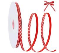 PH PandaHall 100 Yards Polka Dots Ribbon 3/8 Inch Polyester Grosgrain Ribbons Red & White Polka Dot Craft Ribbon for Christmas Tree Gift Wrapping Crafting Sewing Halloween Wedding DIY Decorations