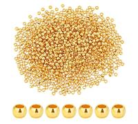 PH PandaHall 1000pcs 2mm 14K Gold Plated Brass-Beads Long-Lasting Round Smooth Spacer Bead Seamless Loose Ball-Beads Gold Metal-Bead for Summer Hawaii Necklaces, Bracelets, Earring Making