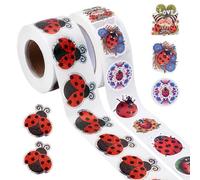PH PandaHall 1000pcs Ladybug Stickers Red Ladybird Seal Stickers Waterproof PVC Self-Adhesive Decals Small Cartoon Sticker for Envelopes Scrapbook Classroom Crafts Party Decoration, 500pcs/roll