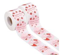 PH PandaHall 1000pcs Strawberry Thank You Stickers, Cute Fruit Stickers WaterColour Pink Paper Decal Self Adhesive Strawberry Seal Label Decals for DIY Party Card Candy Cookie Bag Gift Supplies,1.5 in