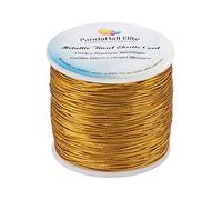 PH PandaHall 100m Gold Elastic Cord 1mm Metallic Round Elastic String Gold Cord Thread for Gift Wrapping Bracelet Neckelace Jewellery Making Festival Hanging Ornaments DIY Crafts