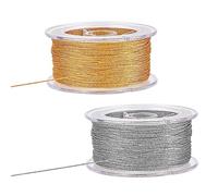 PH PandaHall 100m Metallic Cord, Gold and Silver Nylon Thread String Braided 0.8mm Beading Cords Tinsel Cord for DIY Jewellery Beaded Bracelet Making Gift Wrap Christmas Tree Ornaments Hanging