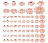 PH PandaHall 100pcs 10 Styles Spacer Beads Bracelet Beads Flat Round Flower Beads Column Beads Rose Gold Metallic Beads Cube Beads for Jewellery Making Friendship Bracelet Making Kit 4~10mm