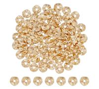 PH PandaHall 100PCS 14K Gold Plated Spacer Beads 6mm Wavy Spacers Flat Round Disc Beads Loose Heishi Spacers for Summer Stackable Jewellery Making Bracelets Earrings Necklace DIY Decoration