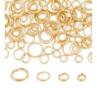 PH PandaHall 100pcs 24K Gold Plated Split Rings, Golden Double Jump Rings 4/5/6/8mm Double Loop Key Ring Small Brass Linking Connector Ring for Pendants Key Chains Jewellery Making Crafting Fishing