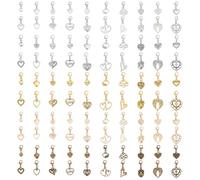 PH PandaHall 100Pcs 5 Colors Heart Charms with Lobster Clasp Metal Hearts for Crafts Love Charm Valentines Day Charms for Jewelry Making Bracelets Necklaces Wedding Gift Party, 21~36mm/0.83~1.4"