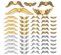 PH PandaHall 100pcs 5 Styles Tibetan Style Angel Wing Beads Metal Alloy Loose Beads Angel Wing Spacer Beads Charms Small Angel Wings for Crafts Necklace Bracelet Earring Jewellery Making