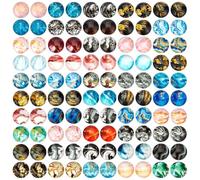 PH PandaHall 100pcs 50 Styles Marble Printed Glass Cabochons, 10mm Leaf Wave Glass Cabochons Half Round Dome Cabochons Flatback Tiles for Photo Pendant Cameo Earring Necklace Bracelet Jewelry Making