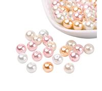 PH PandaHall 100pcs 8mm Glass Pearl Beads, Sew on Pearls Round Pearlized Loose Pearl Beads Imitation Pearls for Vases Bracelet Earring Necklace Jewellery Making Wedding DIY Craft, Champagne