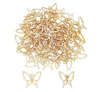 PH PandaHall 100Pcs Alloy Open Back Bezel Pendants Butterfly Charms Bezel for Resin Hollow Frame Pendants for DIY Resin Pressed Flower Crafts Jewelry Making (Golden)