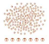 PH PandaHall 100pcs Brass Round Bead, 3mm Rose Gold Spacer Beads Sparkle Round Loose Beads Ball Necklace Beads for DIY Crafts Necklace Bracelet Earrings Jewelry Making, Hole 1mm