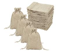 PH PandaHall 100pcs Burlap Pouches Drawstring Bags 5.3"x3.7" Jute Burlap Gift Bags Pouches Sachets Storage Bags Calendar Bag for Wedding Birthday Party Festival Gifts, Tan