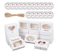 PH PandaHall 100pcs Christmas Box White Gift Box 4 Styles Kraft Paper Boxes Small Presents Packaging Boxes with 20m Cord for Homemade Soap Party Favor Wedding Candy Treat, 9.4x6.2x3.2cm