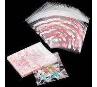 PH PandaHall 100pcs Clear Treat Bags, 13x10cm/5x3.9'' Self Adhesive Cookie Bags OPP Plastic Bags Cute Candy Bags Daisy Pattern Party Favor Bags Gift Bags for Biscuit Bakery Cookies Small Items