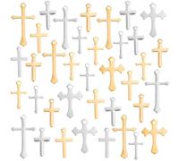PH PandaHall 100pcs Cross Pendant Cross Dangle Charms, 5 Styles Brass Cross Pendant Mini Cross Findings Charms for Easter Necklace Bracelet Earrings Keychain Jewellery Making, Gold Silver 12.5~24mm