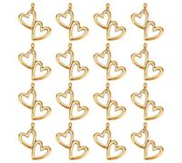 PH PandaHall 100pcs Double Hearts Charms Antique Golden Heart-to-Heart Pendant Love Charm Tibetan Peach Hearts Charms for Wedding Mother's Day Valentine's Day Christmas Necklace Jewellery Making