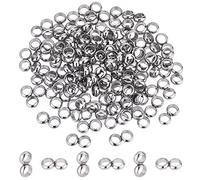 PH PandaHall 100pcs Double Ring Spacer Beads Stainless Steel Spacer Bars 2-Hole Spacer Bead Double Ring Slider Beads for Leather Cord Necklace Bracelets Jewelry Making, 1.8mm Hole