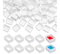 PH PandaHall 100pcs Empty Watercolor Pans 2ml Half Pans Small Plastic Empty Paint Pan for Painting Supplies, DIY Art Drawing Painting, Watercolor Palette, Travel Tin Case Palette