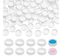 PH PandaHall 100pcs Flat Round Watercolor Pans 0.6ml Plastic Empty Paint Pans Small Pan Case Watercolor Pallet Pan for DIY Art Drawing Painting, Paint Palette, Travel Tin Case Palettes, White