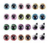 PH PandaHall 100pcs Glitter Safety Eyes, 10mm Round Eyes Amigurumi Eye with Washers for Teddy Bear Bunny Cat Plush Stuffed Animal Making