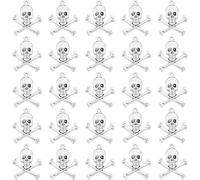 PH PandaHall 100pcs Halloween Skull Charms, Skeleton Pendants Skull Heads Dangle Skull Crossbone Charms Horror Pirate Pendants for Jewellery Making Earring Bracelet Necklace DIY Crafts