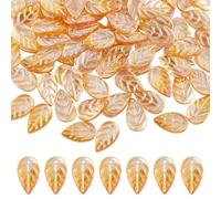 PH PandaHall 100PCS Lampwork Leaf Charms 17.5x11mm Orange Leaf Beads Leaves Charms Czech Glass Leaves Beads for Maple Sugar Festival Bracelets Keychain Jewellery Making Wind Chimes Crafts
