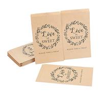PH PandaHall 100pcs Love is Sweet Bags Paper Sweet Bags 19x11.5cm Small Kraft Bag Candy Sweetie Party Bag Empty for Wedding Bridal Anniversary Treat Gift Birthday Valentine's Day Christmas