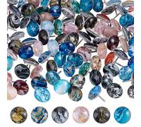 PH PandaHall 100pcs Marble Pattern Push Pins, 10mm Decorative Thumb Tacks Half Round Drawing Pin Wall Pins for Map Corkboard Bulletin Board Calendar Photo Wall Office Home Class Craft Supplies