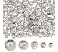PH PandaHall 100pcs Round Spacer Beads 5 Sizes Round Metal Spacer Bead Platinum Bracelet Spacers for Jewellery Making Bracelet Necklace DIY Craft Party Decoration 2.5/3/4/5/6mm