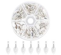 PH PandaHall 100pcs Spoon Pendant Bails, Leaf Bail Decorative Bails Silver Glue on Earring Bails Flat Pad Pendant Finding for DIY Crafts Earring Necklace Pendants Jewellery Making