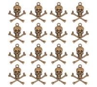 PH PandaHall 100pcs Tibetan Skeleton Charms Skull Head Charms Gothic Style Antique Bronze Crossbone Charm for Men Jewellery Making DIY Crafts Earring Bracelet Necklace Halloween